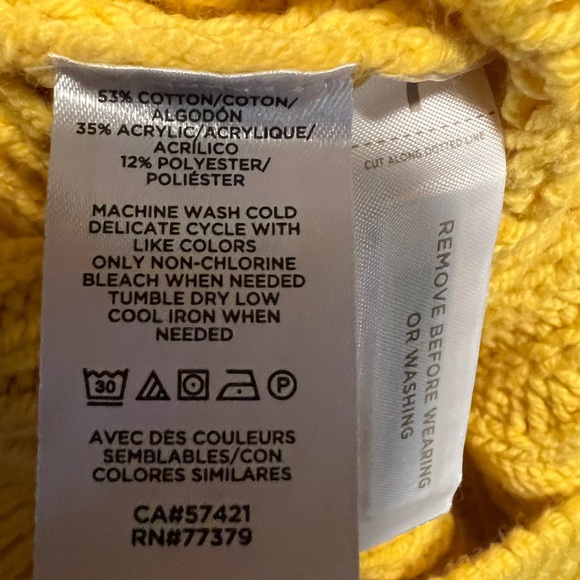 NWT Ann Taylor mixed cable knit sweater canary yellow size M - Picture 12 of 12